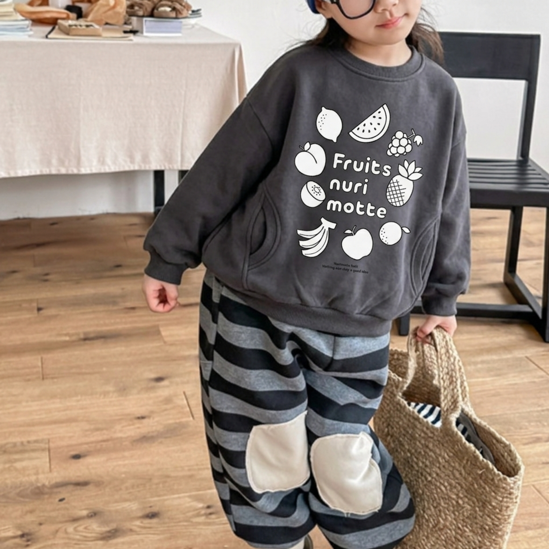 SW裏起毛トップス（チャコール）