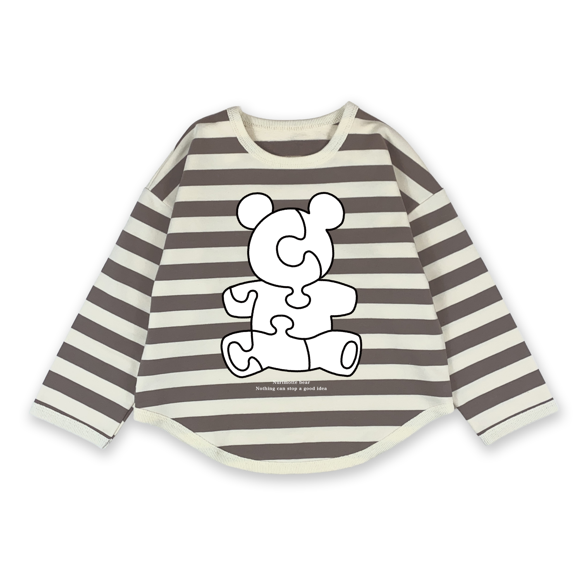 ボーダーPO 白×ブラウン