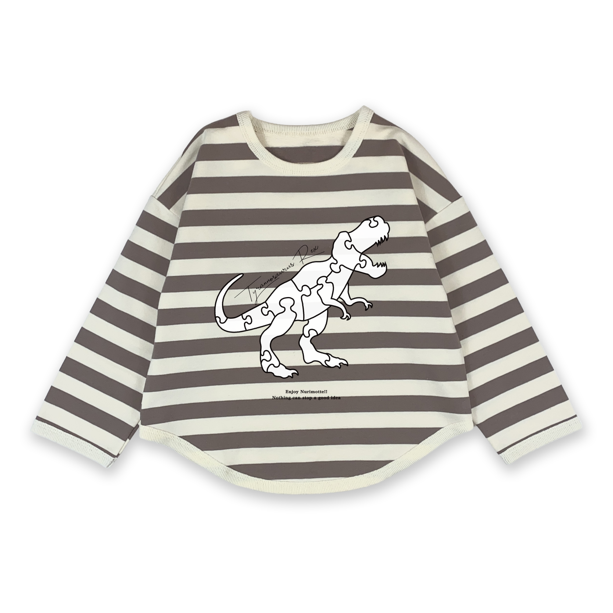 ボーダーPO 白×ブラウン