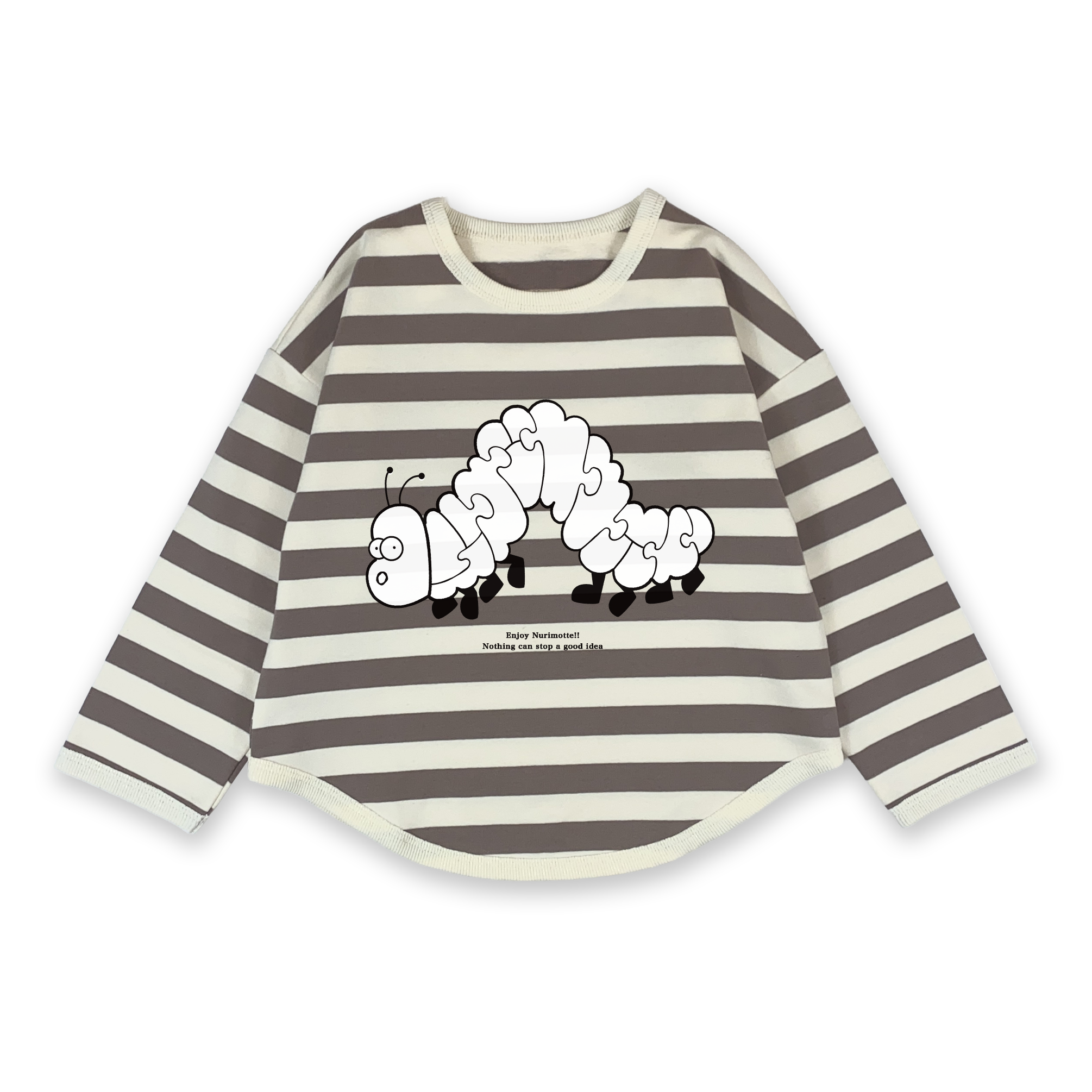 ボーダーPO 白×ブラウン